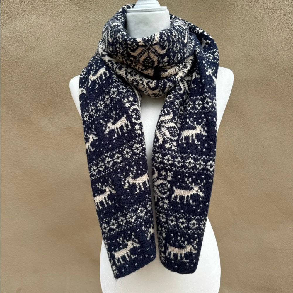 FAIR ISLE CHUNKY knitted reversible large scarf STUNNING!mint cond price firm